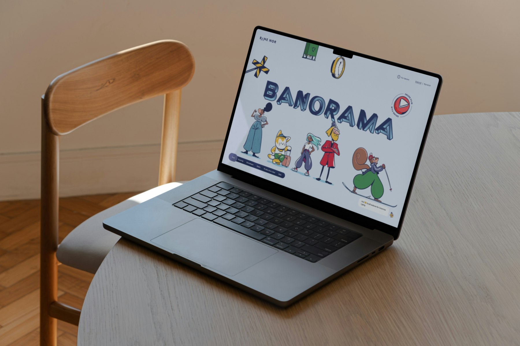 En Mac-maskin med nettsiden "Banorama for Bane NOR" på skjermen